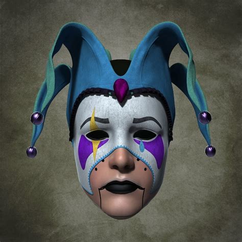 Masque de clown dans une coiffe. illustration 3D | Photo Premium