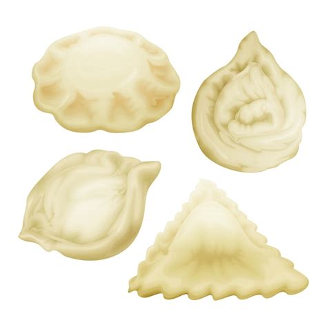 Vareniki pierogi xiao bao momo ravioli tortellini manti. | Vettore Gratis