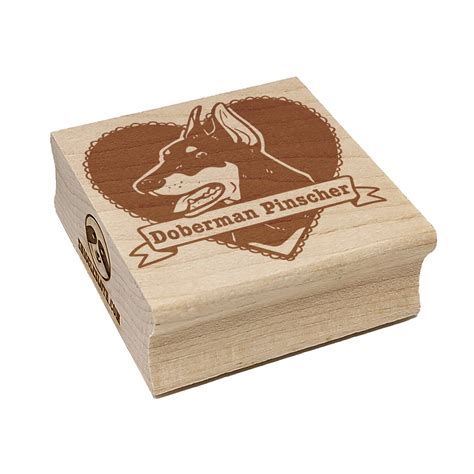 Doberman Pinscher Dog Heart Square Rubber Stamp for Stamping Crafting ...