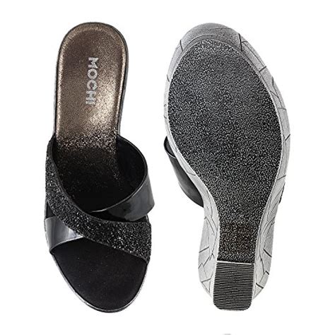 Mochi Womens High Heel Wedges Black : Amazon.in: Shoes & Handbags