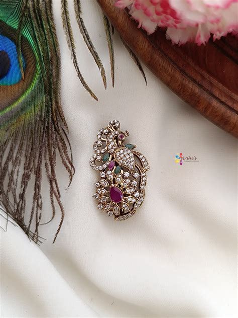 Peacock Multi Stone Sareepin – Arshis