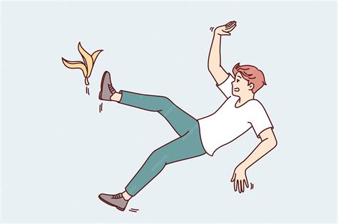 Premium Vector | Clumsy man slipped on banana peel while walking ...