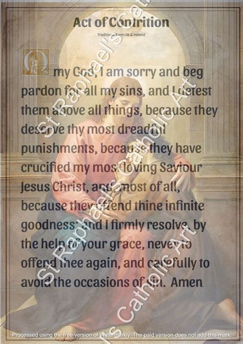Act of Contrition Catholic Prayers Sacrament Traditional - Etsy