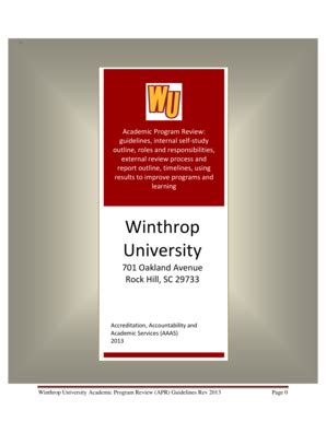 Fillable Online www2 winthrop Winthrop University Academic bProgramb ...