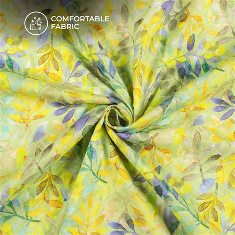 Light Green leaf Digital Print Cotton Cambric Fabric – Fabcurate