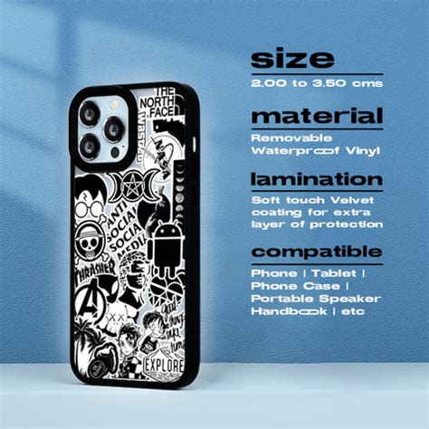 CodersParadise 3 cm Black & White Vinyl Stickers for Mobile Phone, Case ...