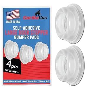 GorillaGrit Hardware Rubber Door Stopper Bumpers (Pack of 4) Clear Self ...