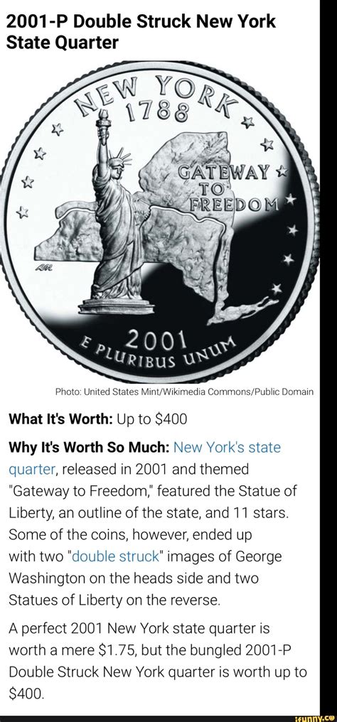 2001-P Double Struck New York State Quarter Photo: United States Mint ...