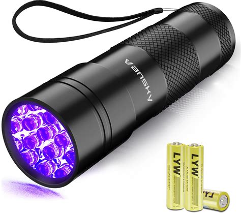 Vagocom LED Blacklight UV Flashlight, Portable 9LED 395nm Black Light ...
