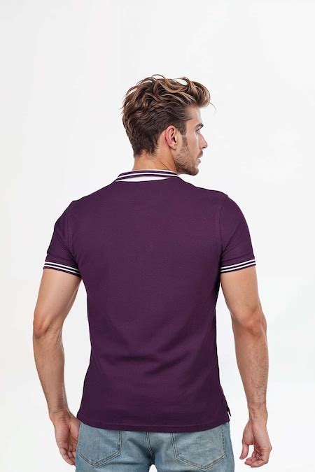 Purple Solid Casual Half Sleeves Polo Collar Men Regular Fit T-Shirts ...