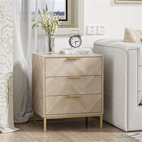 Anmytek 3 Drawer Nightstand for Bedroom, Modern Wood Nightstand Square ...