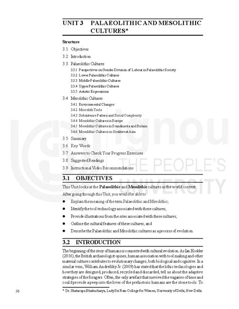 Unit-3 - Ignou notes - UNIT 3 PALAEOLITHIC AND MESOLITHIC CULTURES ...