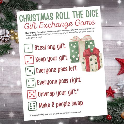 Christmas gift exchange dice game holiday christmas party games roll ...