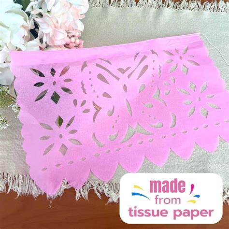 Buy Mexican Banner Flags Light Pink Papel Picado Over 60 feet Long ...