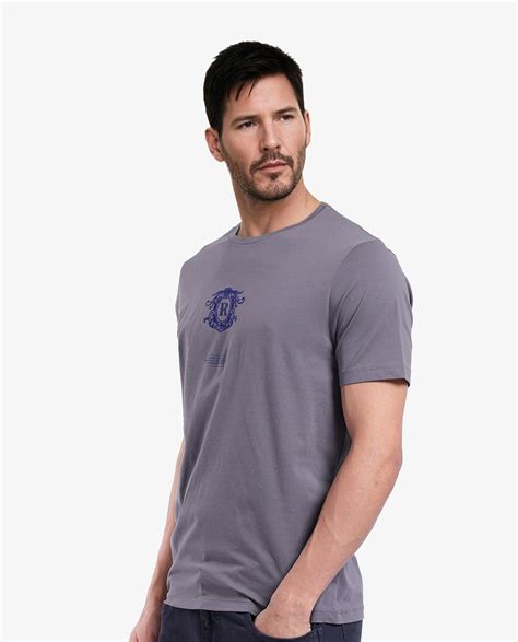 Rare Rabbit Men Ker Light Grey Short Sleeve Crew Neck Graphic Print T-