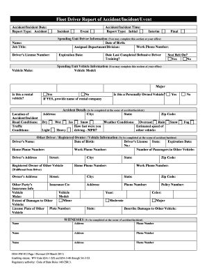 Fleet Driver Accident Report Form - Blank Fillable Template | Fill Out ...
