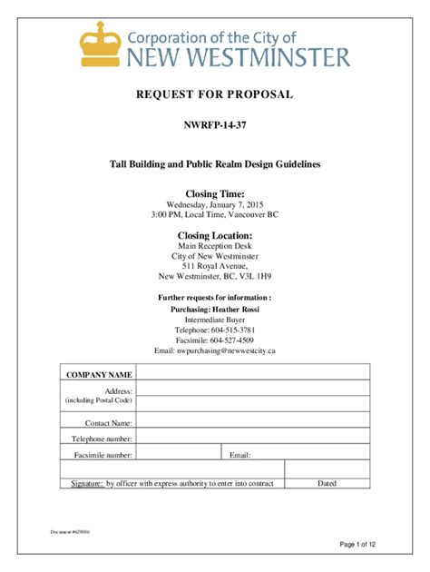 Fillable Online RFP Contractor - Metro Vancouver Office Project (MVOP ...