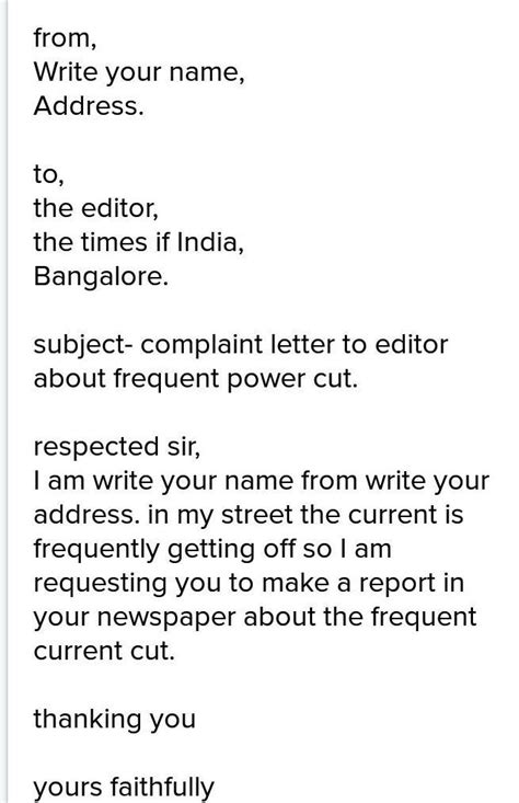 Q.Write a letter to the Editor of The Assam Tribune, power cut in your ...