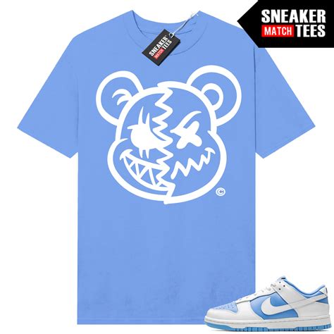 Reverse UNC Dunk Low shirts Sneaker Match University Blue Psycho Teddy