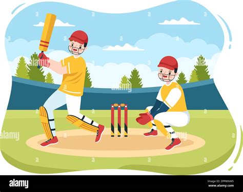 Cricket Pitch Cartoon