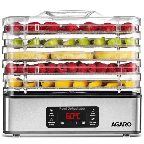 AGARO Regal Food Dehydrator, 5 Stackable Stainless Steel Trays, Digital ...