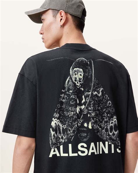 All Saints Chrysalypse Oversized Crew Neck T-Shirt - Washed Black ...