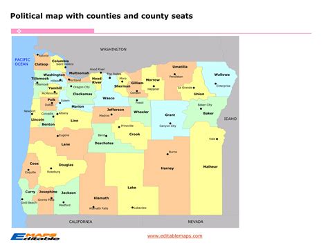 Oregon county map - Editable PowerPoint Maps