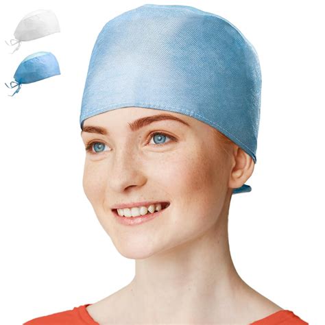 Buy Amazing Blue Surgeon Caps. Disposable Head Covers with Ties for ...