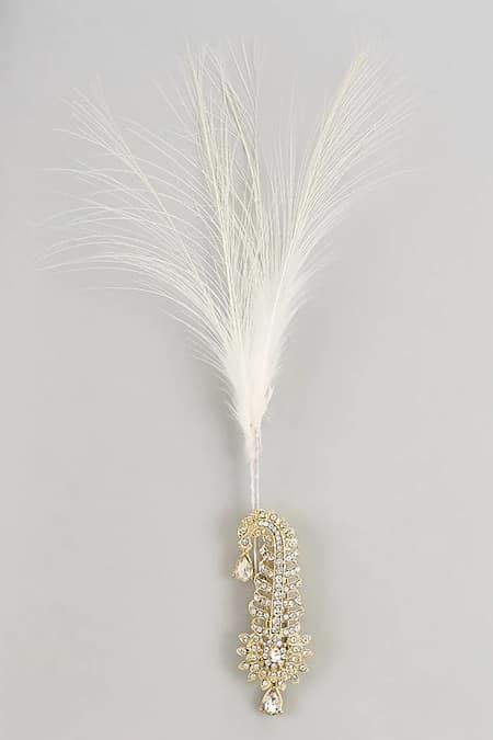 Buy Gold Feathers, Piping, Rhinestones Kundan Polki Studded Kalangi For ...