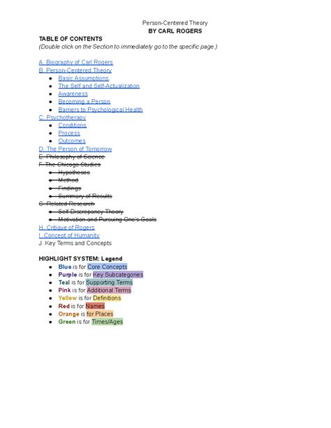 Carl Rogers' Person-Centered Theory: Key Concepts and Insights - Studocu