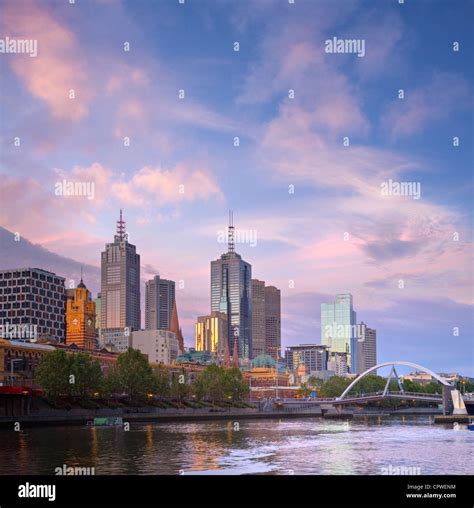 Melbourne, capital city of Victoria, Australia, at twilight, with a spectacular sky Stock Photo ... - capital city of victoria