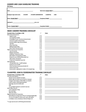 MS B-Kwik Cashier Training Checklist Form - Fill Online, Printable ...