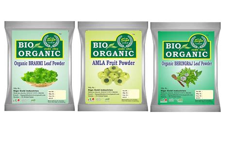 BIO Organic Amla + Bhringraj + Brahmi Natural Powder- 3-in-1 Combo Pack ...