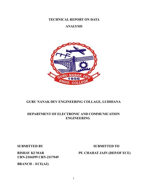 Report file - TECHNICAL REPORT ON DATA ANALYSIS GURU NANAK DEV ...