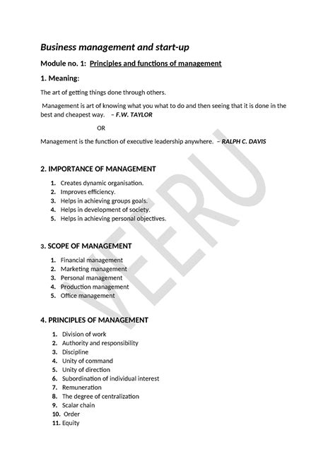 Teju notes - ntg - Business management and start-up Module no. 1 ...