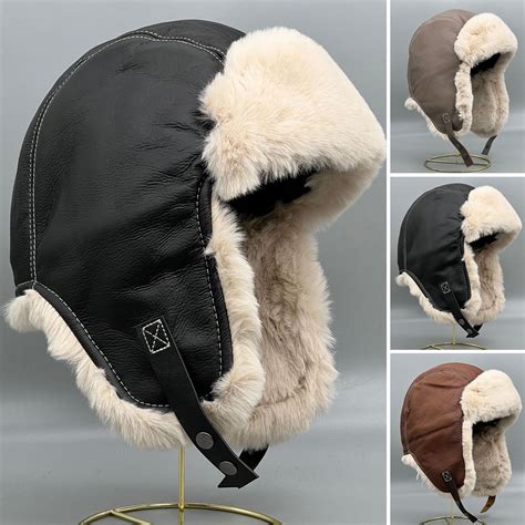 Yirtree Men Trapper Hat Bomber Hats Winter Trooper Ear Flaps Hats ...