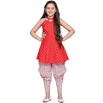 Buy Curly Tales Cotton Girls Festive & Party Wedding Kurta And Dhoti ...