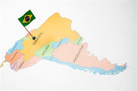 A map of brazil with a brazilian flag on it | Premium Photo