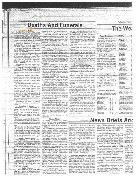 Obituary of Carl H. Platt, Palladium-Item, Richmond, Wayne, Indiana ...