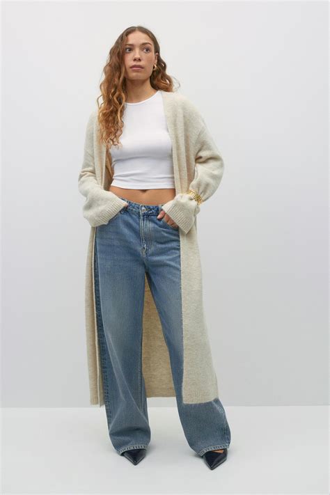 Long knitted cardigan - Beige - Dame - Gina Tricot