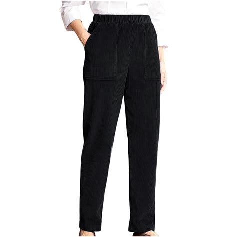 Diufon Women Corduroy Pants Elastic Waist Straight Leg Pant Casual Fall ...