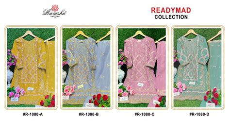Ramsha R 1080 A To D Organza Ready Made Collection