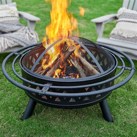 Amazon.com : PaPaJet Fire Pit 35 Inch with 2 Loops, Outdoor Wood ...