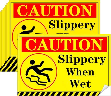 Amazon.com: Caution Floor Slippery When Wet Sign Decals 5 x 8 Inch ...