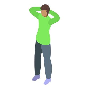 Young man is stretching his arms behind his neck | Premium Vector