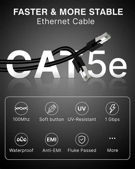 FEDUS RJ45 CAT5 Ethernet Patch/LAN Cable with Gold Plated Connectors ...