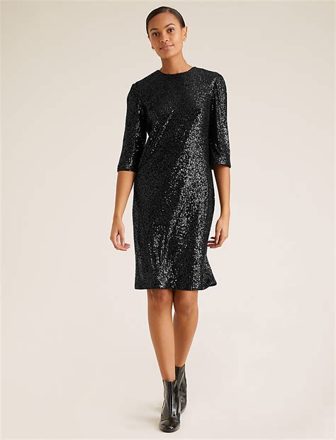 Buy Sequin Knee Length Shift Dress at Marks & Spencer