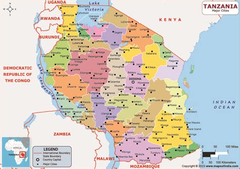 Tanzania Major Cities Map | List of Major Cities in Different States of ...