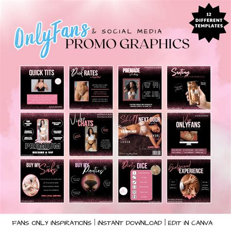 Onlyfans Promo Graphics Templates in Pink and Black, Promo Templates, Social Media Templates ...