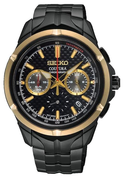 SEIKO Stainless Steel Men Coutura Chronograph Watch Ssb442P1, Black ...